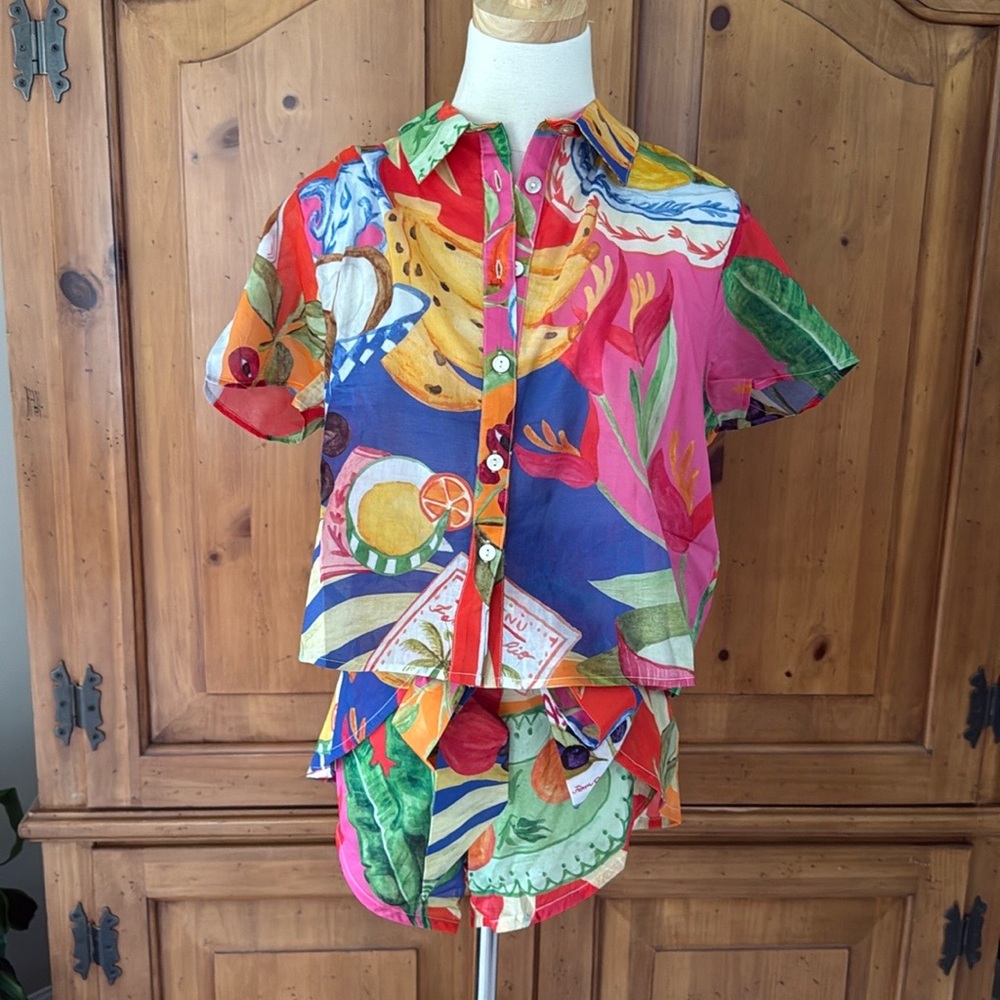 Farm Rio multicolor summer picnic shirt - Picture 9 of 14